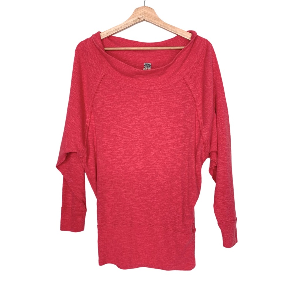 We The Free Pink Top Slouchy Funnel Neck Long Sleeve Size Small
